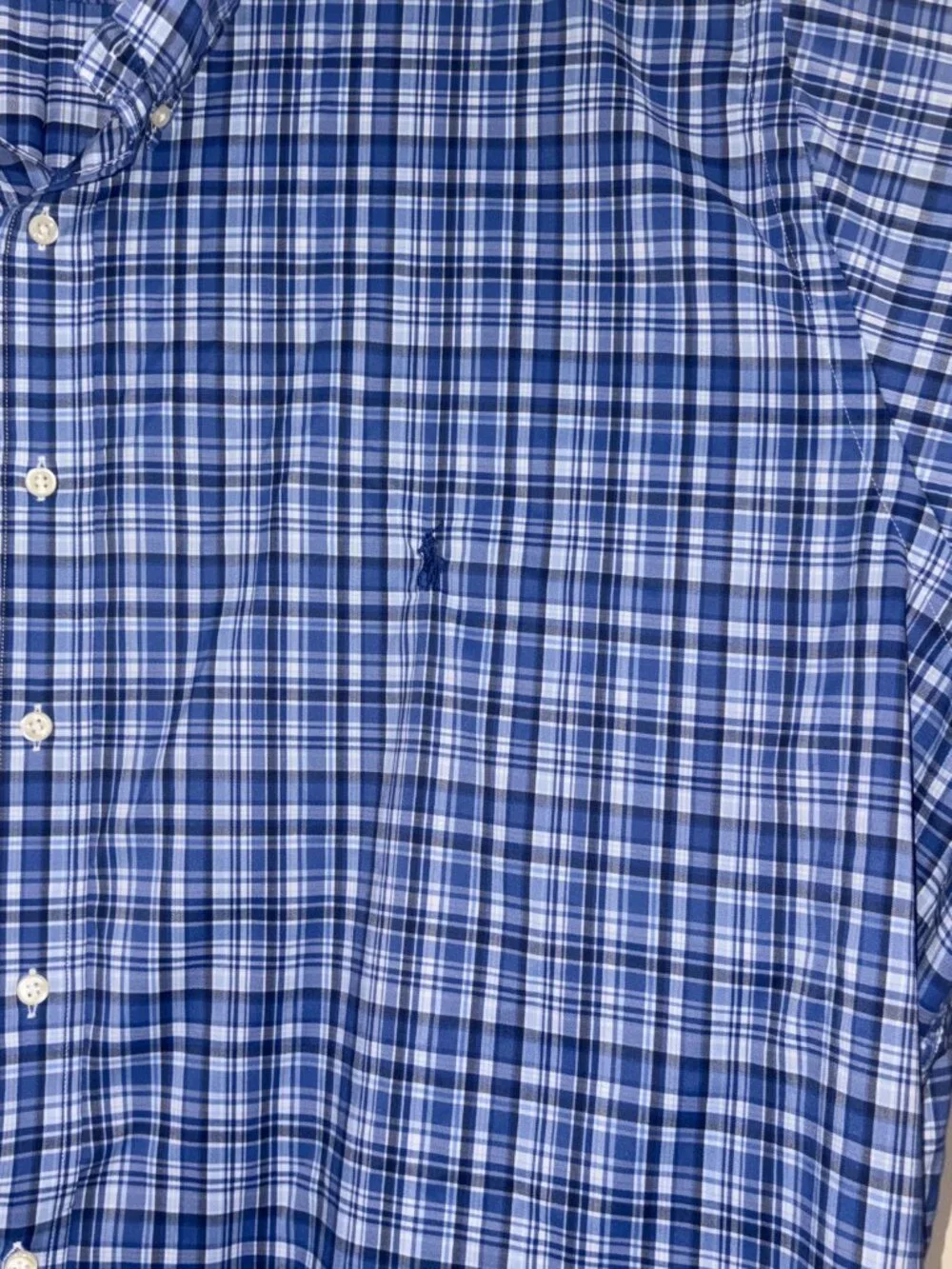 Men's Polo Ralph Lauren Performance Short Sleeve Plaid Blue White 4XB LIKE NEW